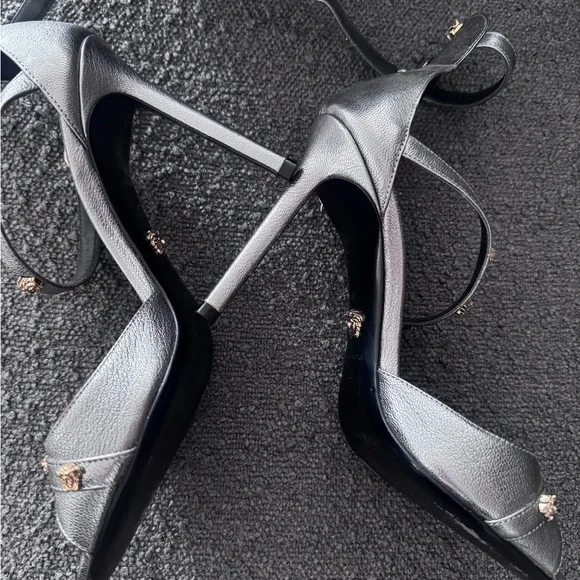 Versace Black and Gold Studded Heels